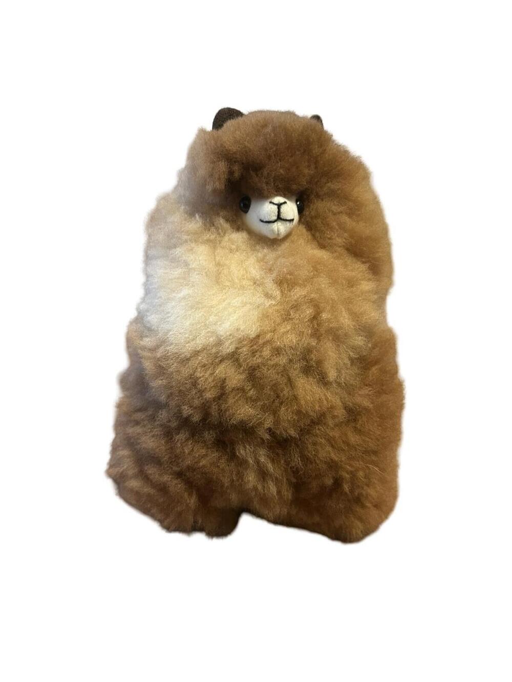 INKARI Handmade Alpaca Plush Stuffed Animal Brown Cream Peru Soft Toy
